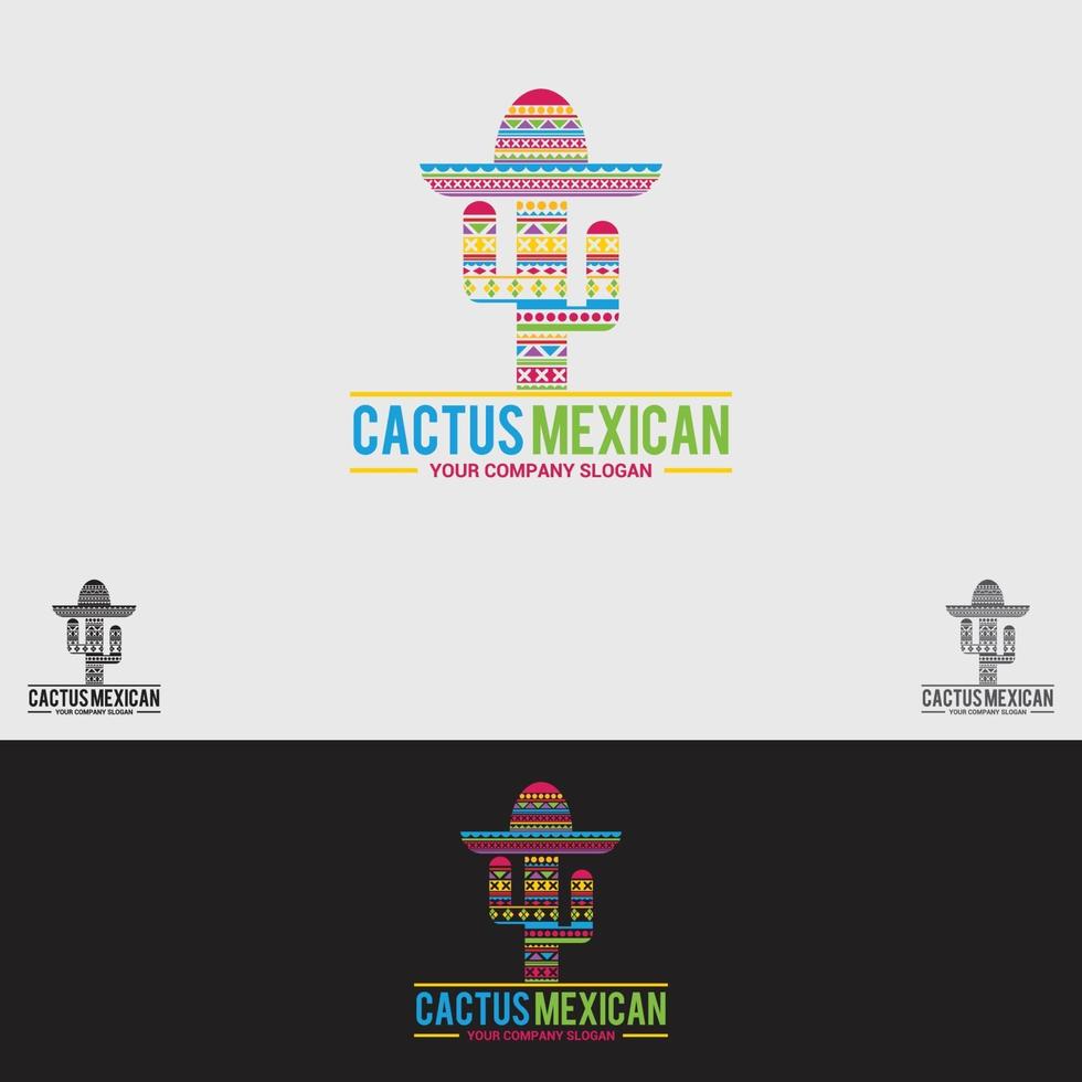 cactus Mexicaanse logo vector ontwerpsjabloon