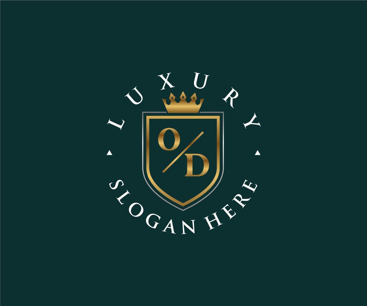 eerste od brief Koninklijk luxe logo sjabloon in vector kunst voor restaurant, royalty, boetiek, cafe, hotel, heraldisch, sieraden, mode en andere vector illustratie.