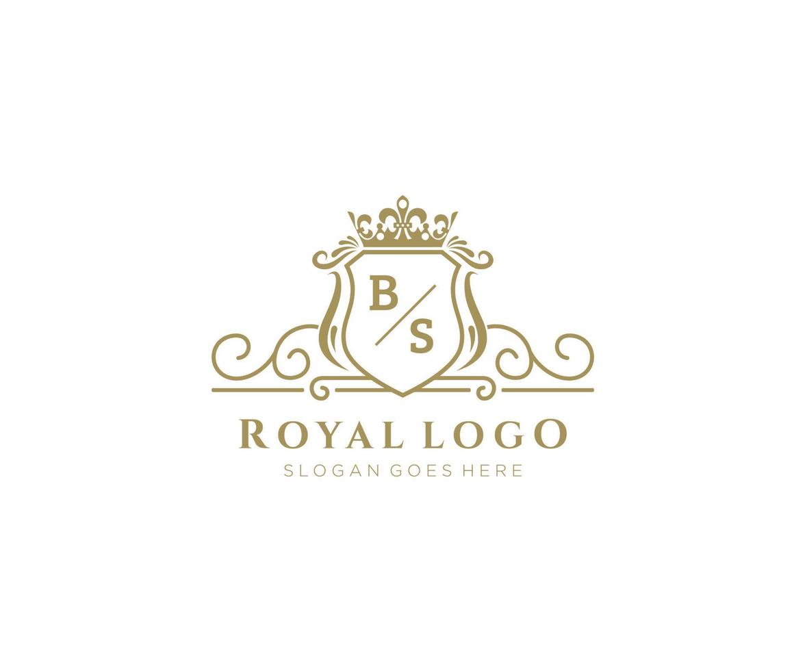 eerste bs brief luxueus merk logo sjabloon, voor restaurant, royalty, boetiek, cafe, hotel, heraldisch, sieraden, mode en andere vector illustratie.