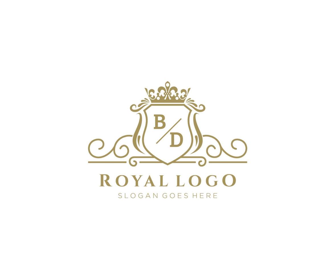 eerste bd brief luxueus merk logo sjabloon, voor restaurant, royalty, boetiek, cafe, hotel, heraldisch, sieraden, mode en andere vector illustratie.