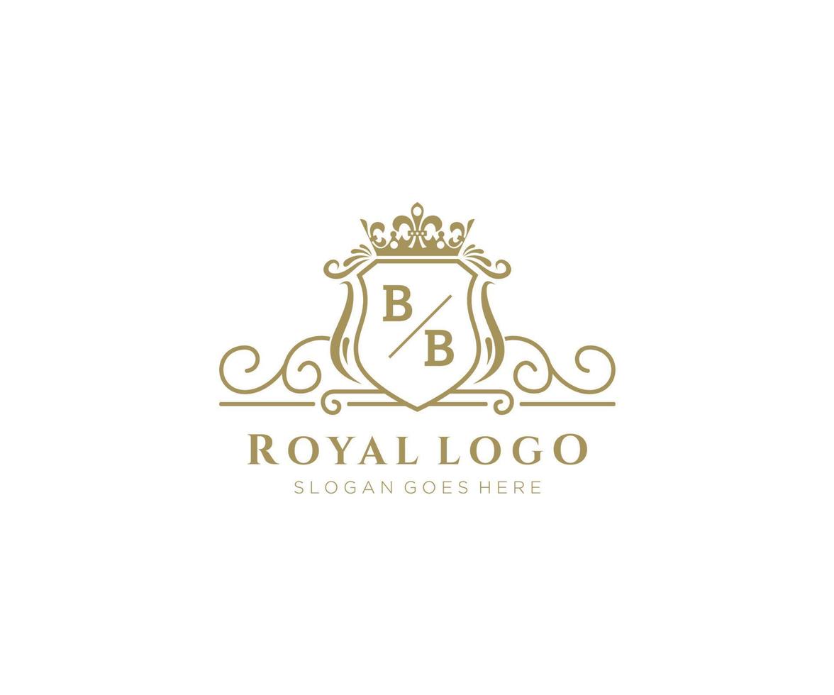 eerste bb brief luxueus merk logo sjabloon, voor restaurant, royalty, boetiek, cafe, hotel, heraldisch, sieraden, mode en andere vector illustratie.