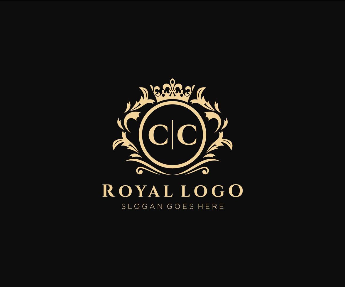 eerste cc brief luxueus merk logo sjabloon, voor restaurant, royalty, boetiek, cafe, hotel, heraldisch, sieraden, mode en andere vector illustratie.