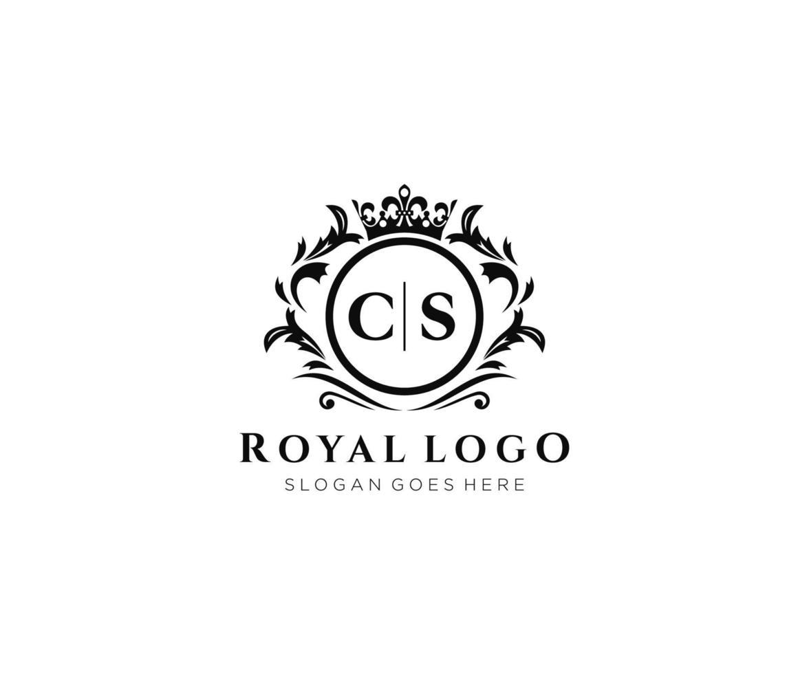 eerste cs brief luxueus merk logo sjabloon, voor restaurant, royalty, boetiek, cafe, hotel, heraldisch, sieraden, mode en andere vector illustratie.