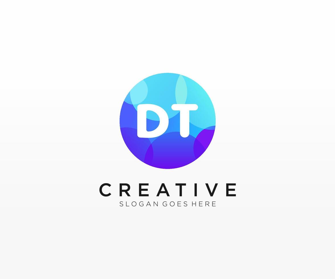 dt eerste logo met kleurrijk cirkel sjabloon vector. vector