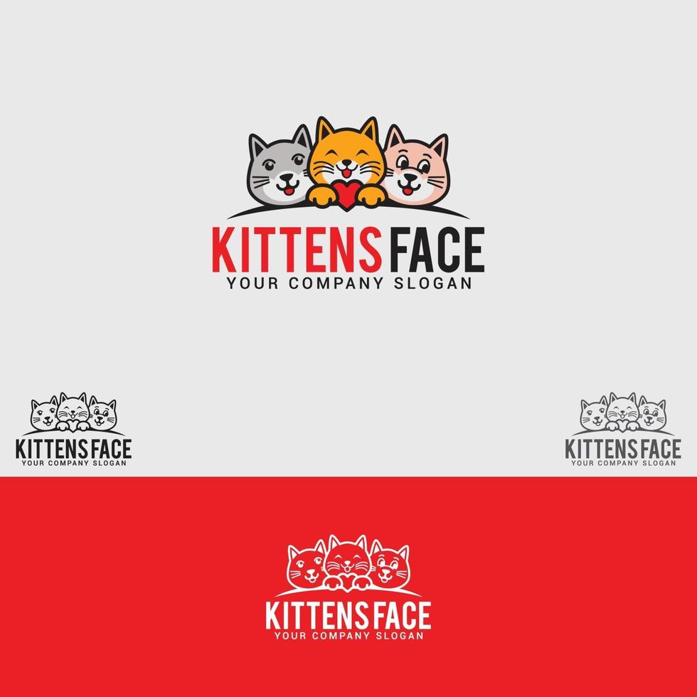 kittens-gezicht logo vector ontwerpsjabloon