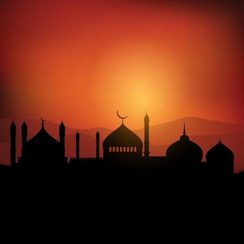 Ramadan landschap achtergrond vector
