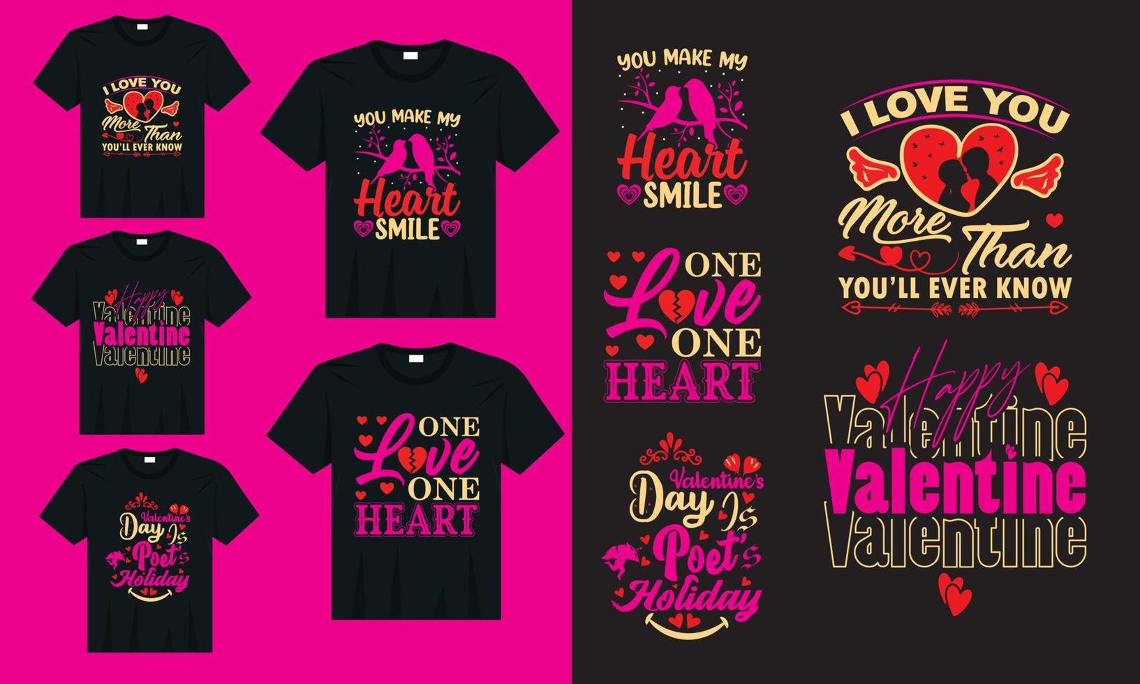 Valentijnsdag dag t-shirt ontwerp bundel vector