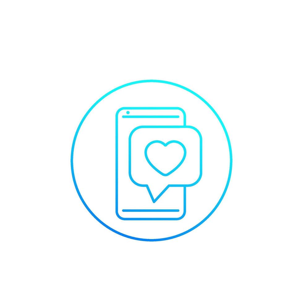 dating-app, love chat, lineaire icon.eps vector