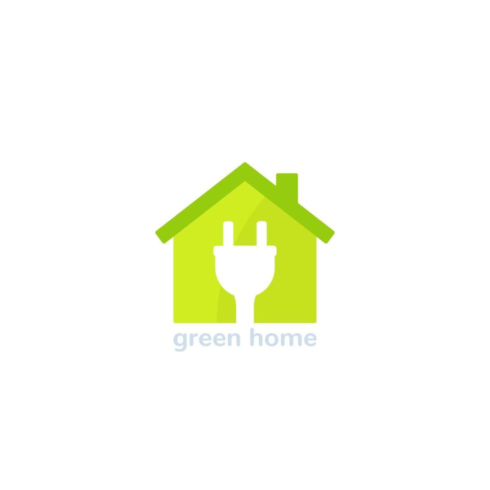 groen huislogo, huis en stekker, vector icon.eps