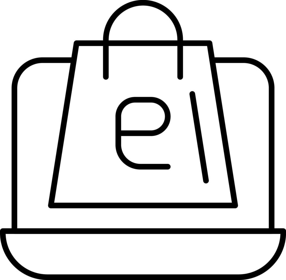 e-commerce laptop, pakket schets vector icoon