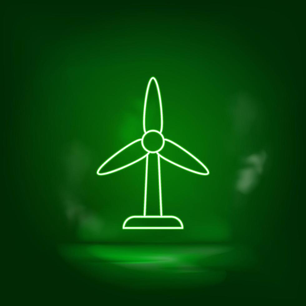 wind, energie, eco neon vector icoon. opslaan de wereld, groen neon, groen achtergrond