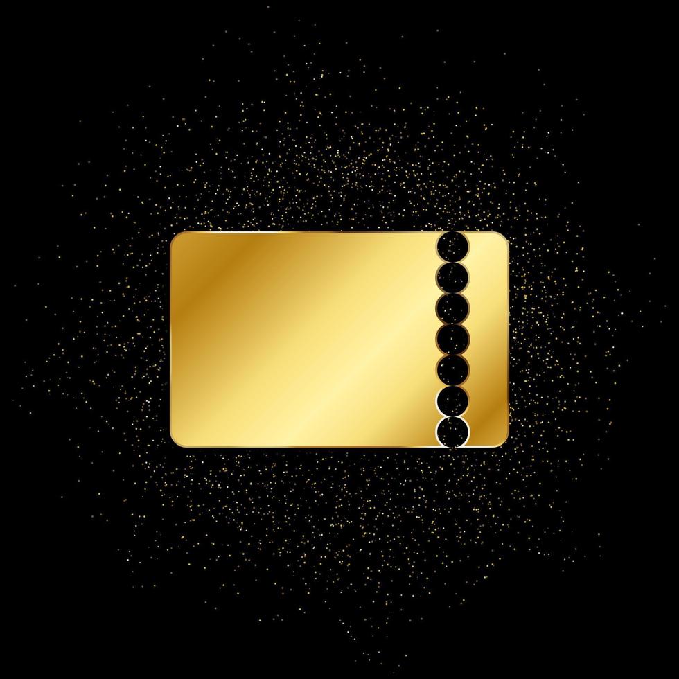 ticket goud icoon. vector illustratie van gouden deeltje achtergrond. goud icoon