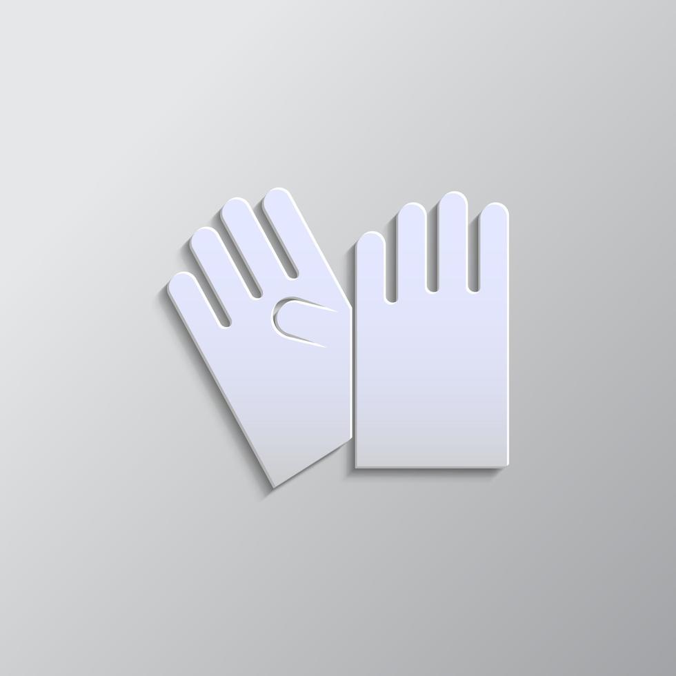 handschoenen papier stijl, icoon. grijs kleur vector achtergrond- papier stijl vector icoon.