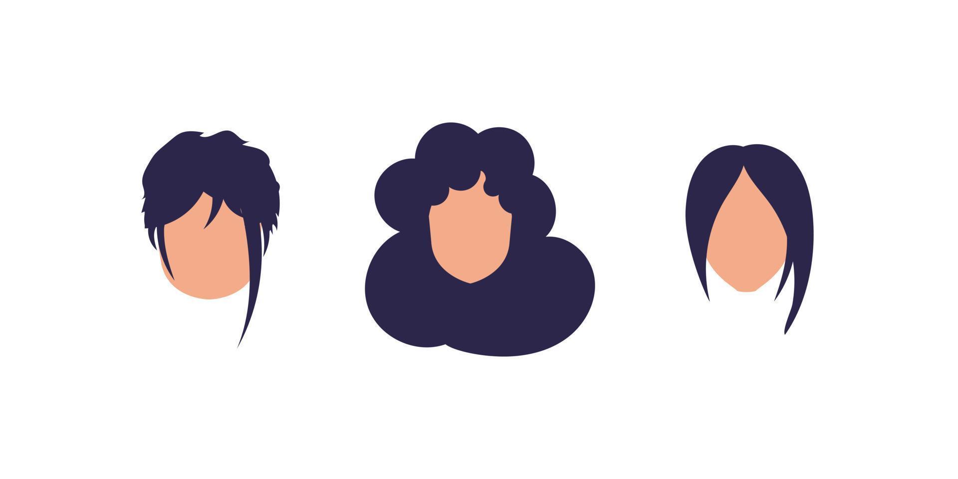 reeks van vrouwen gezichten met verschillend kapsels. geïsoleerd Aan wit achtergrond. vector. vector