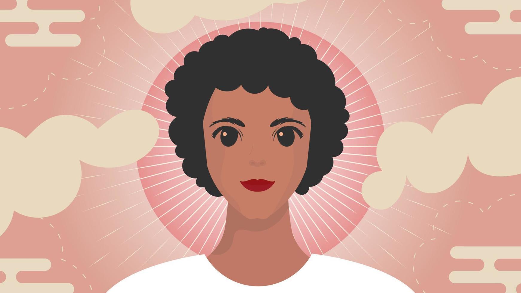 banier met een meisje van Afrikaanse Amerikaans uiterlijk. vrouw vriendschap, feministisch unie of zusterschap. vector. vector