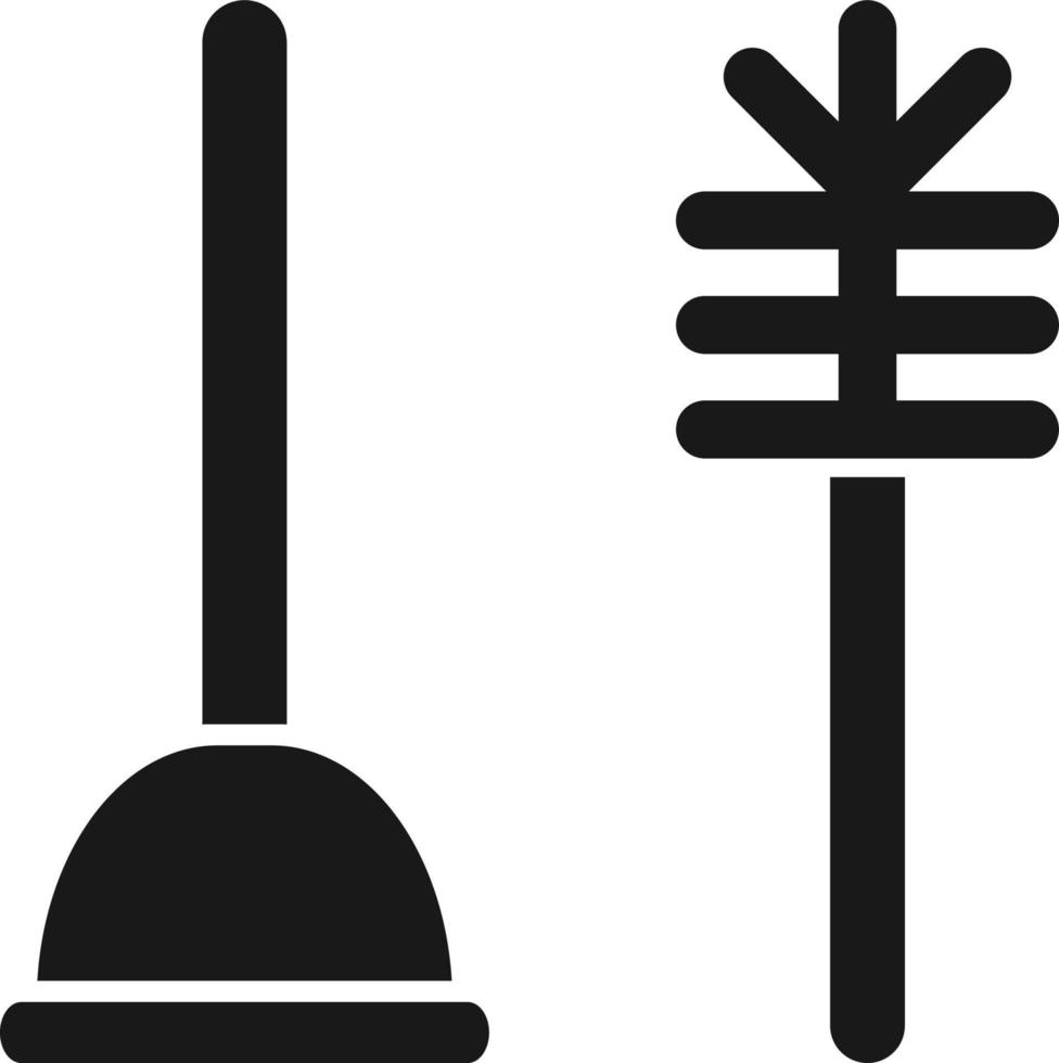 toilet plunjer met borstel, badkamer schoon apparatuur. vlak vector icoon illustratie. gemakkelijk zwart symbool Aan wit achtergrond. toilet plunjer en borstel teken ontwerp sjabloon