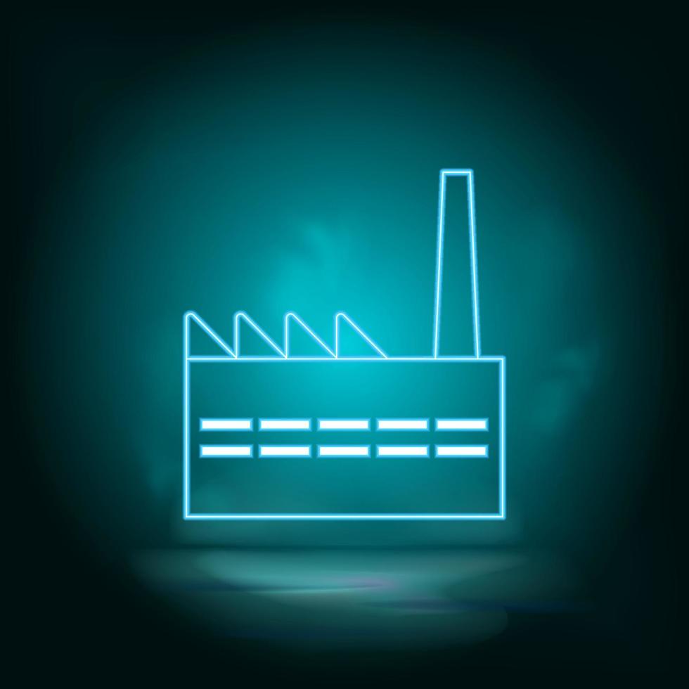 fabriek gebouw neon. blauw neon, gebouw vector icoon. vector achtergrond