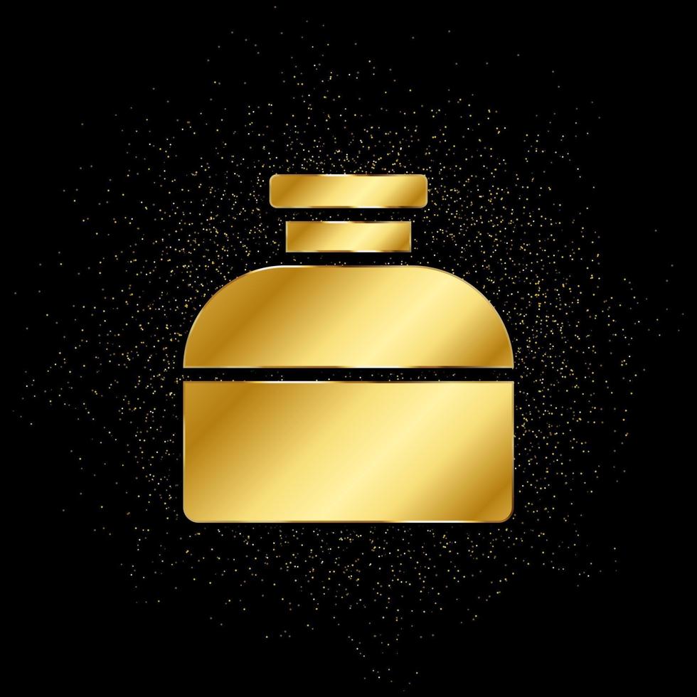 inkt, fles goud icoon. vector illustratie van gouden deeltje achtergrond. geïsoleerd vector teken symbool - onderwijs icoon zwart achtergrond .