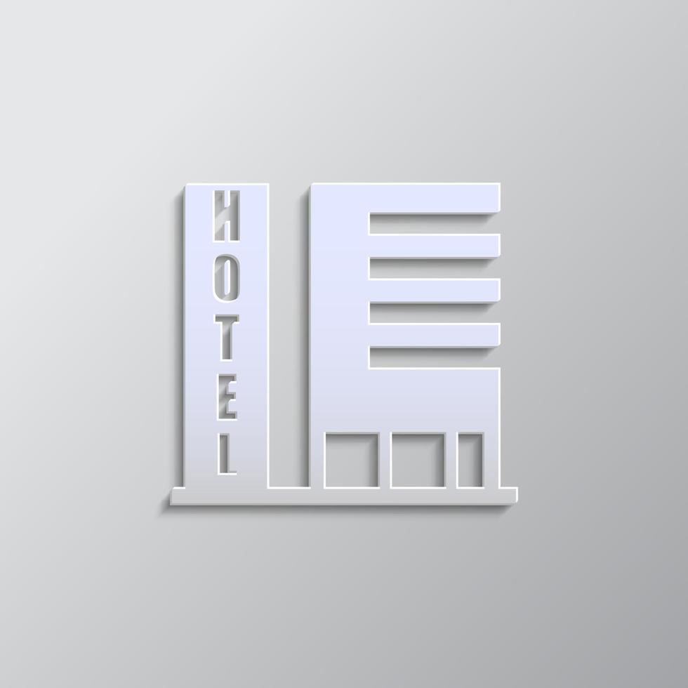 gebouw, hotel papier stijl, icoon. grijs kleur vector achtergrond- papier stijl vector icoon.