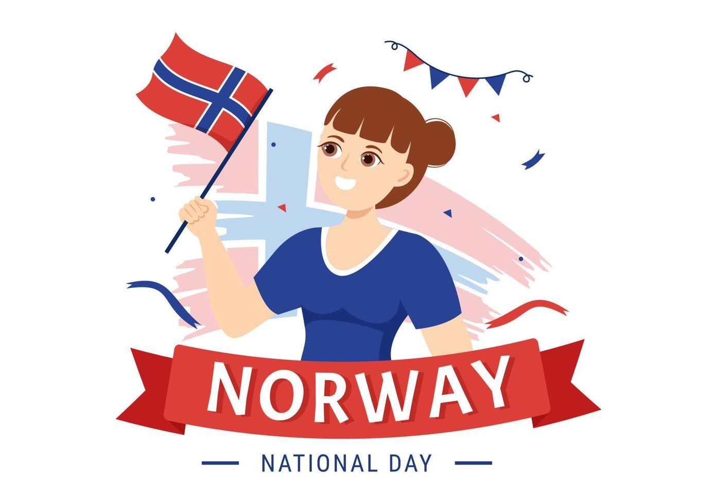 Noorwegen nationaal dag Aan mei 17 illustratie met vlag Noors en vakantie viering in vlak tekenfilm hand- getrokken voor landen bladzijde Sjablonen vector