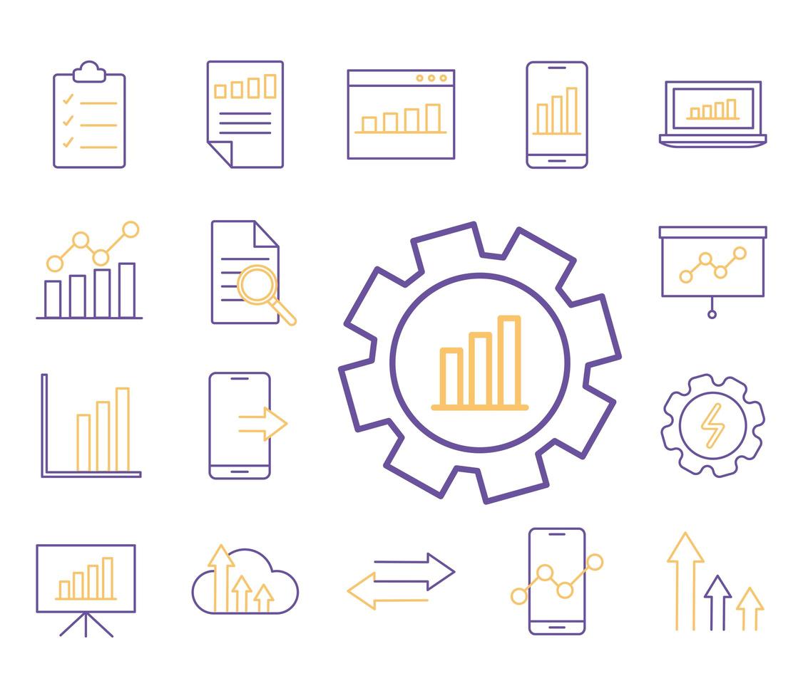 data-analyse lijn stijl pictogramserie vector