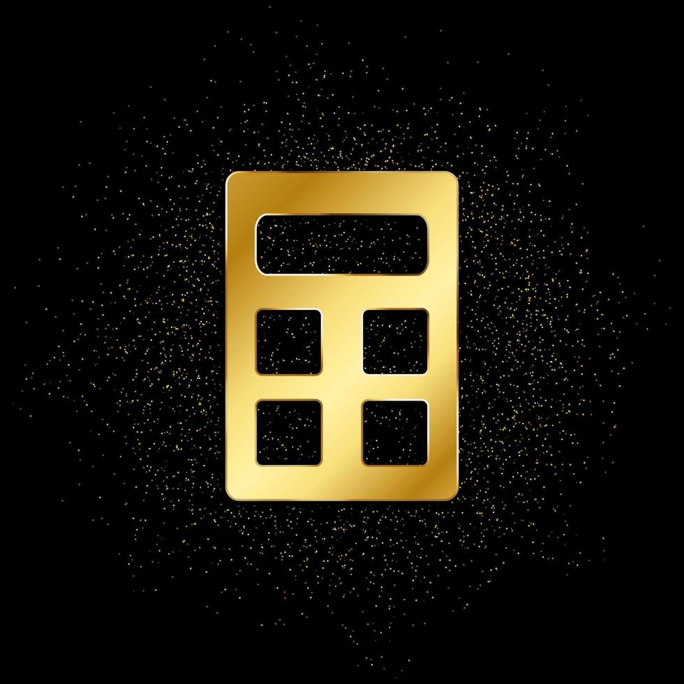 rekenmachine goud icoon. vector illustratie van gouden deeltje achtergrond. geïsoleerd vector teken symbool - onderwijs icoon zwart achtergrond .