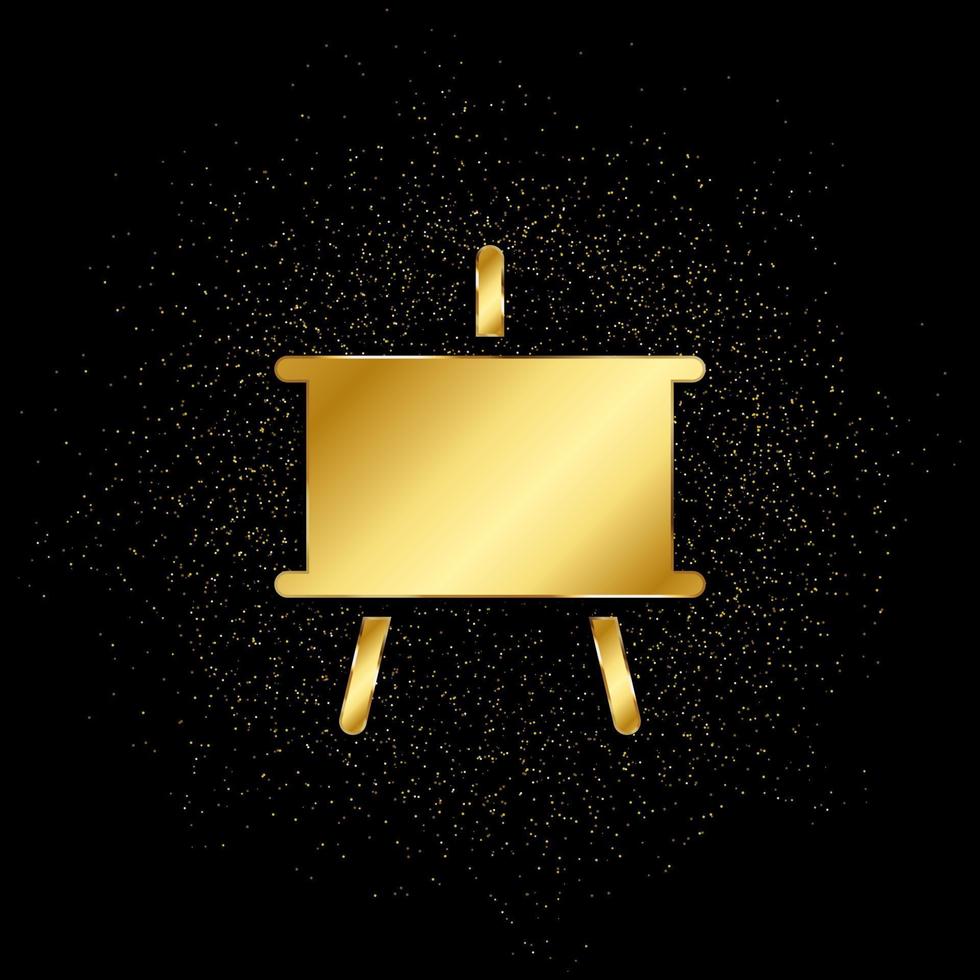 schoolbord goud icoon. vector illustratie van gouden deeltje achtergrond. geïsoleerd vector teken symbool - onderwijs icoon zwart achtergrond .