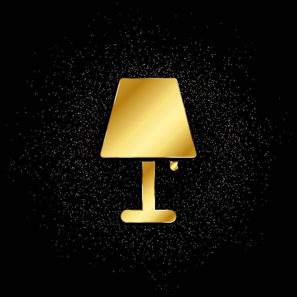 lamp goud icoon. vector illustratie van gouden deeltje achtergrond. geïsoleerd vector teken symbool - onderwijs icoon zwart achtergrond .