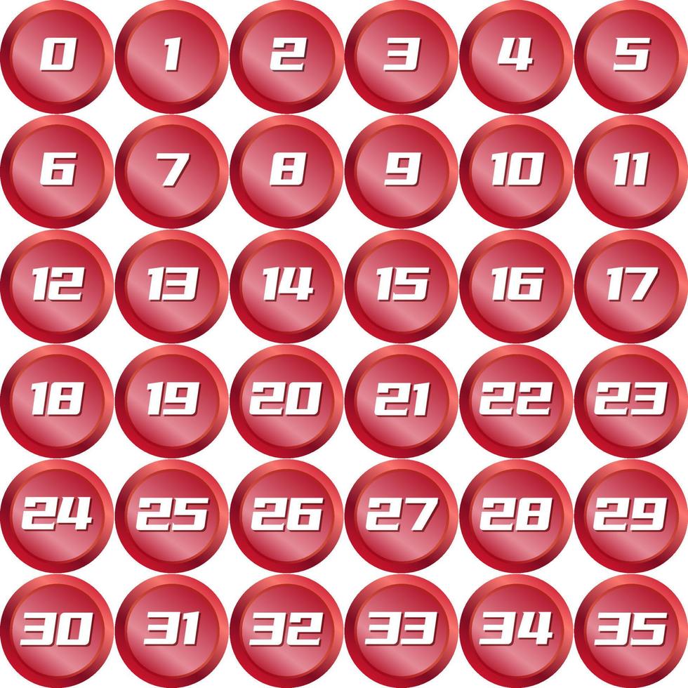 rood metalen insigne kogel nummering vector