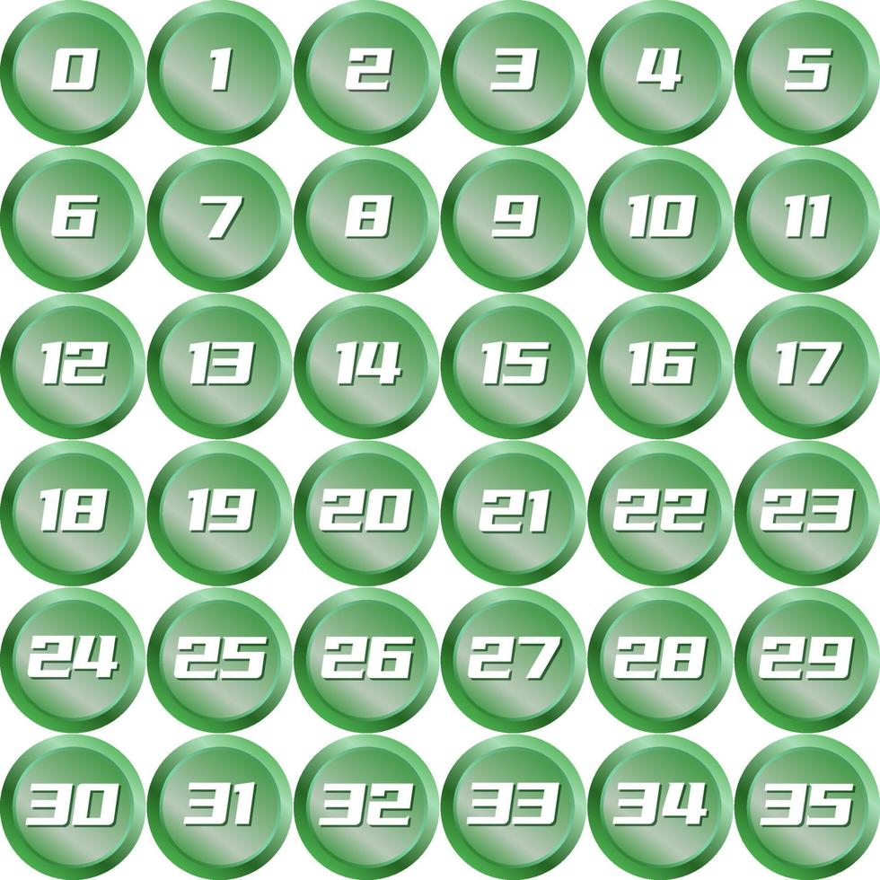 groen metalen insigne kogel nummering vector