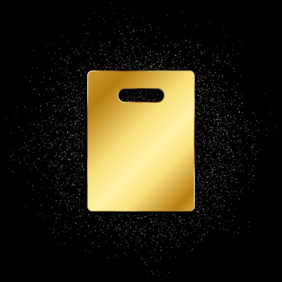 tas, boodschappen doen goud icoon. vector illustratie van gouden deeltje achtergrond. goud icoon