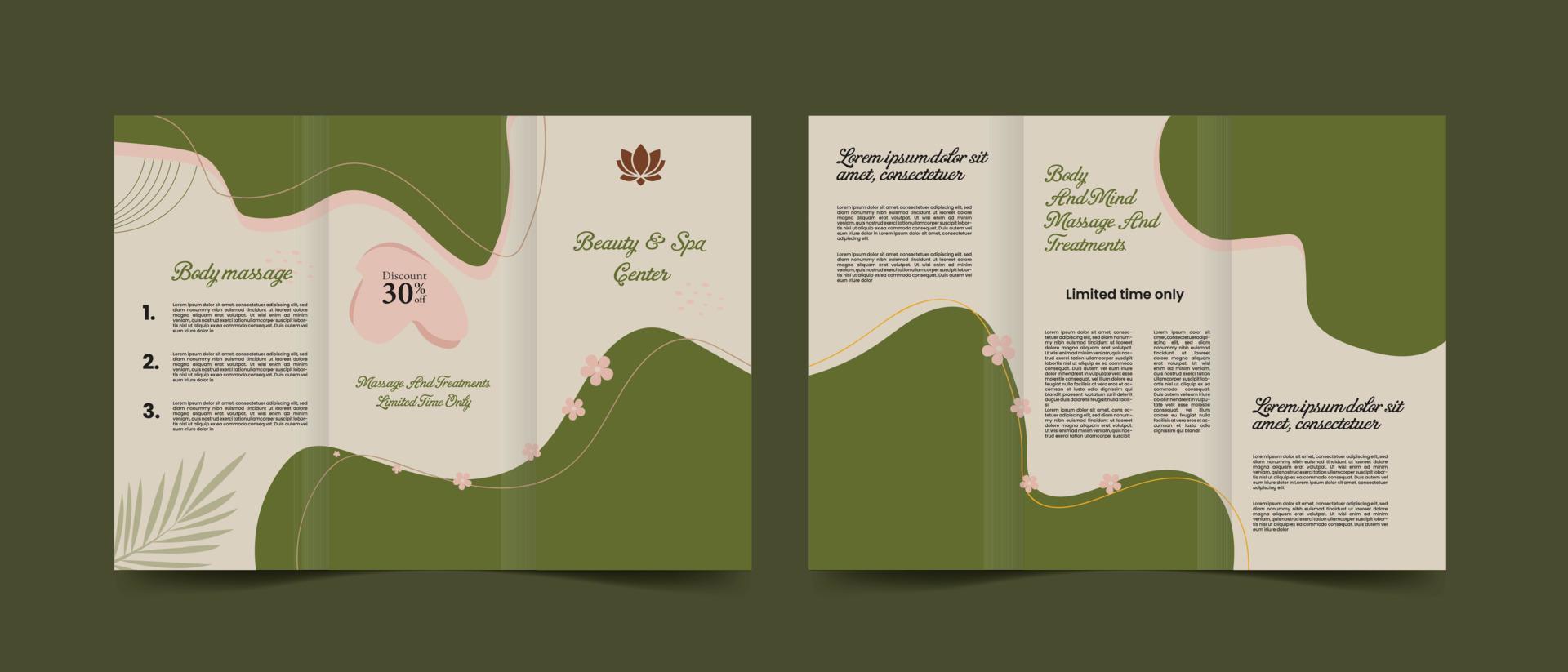 schoonheid en spa Promotie drievoud brochure sjabloon. vector