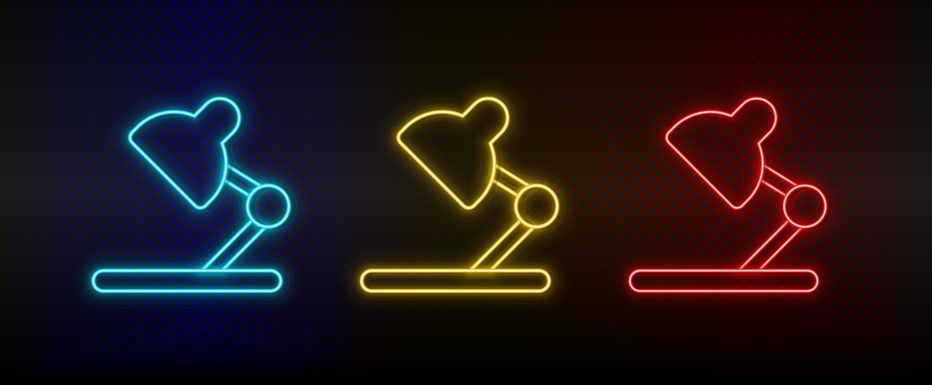 neon pictogrammen, lamp. reeks van rood, blauw, geel neon vector icoon Aan verduisteren transparant achtergrond