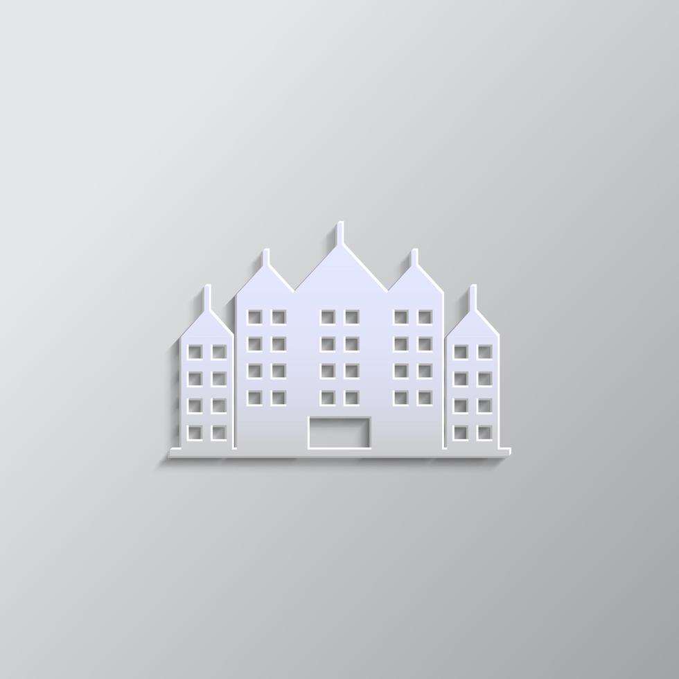 gebouw papier stijl, icoon. grijs kleur vector achtergrond- papier stijl vector icoon.