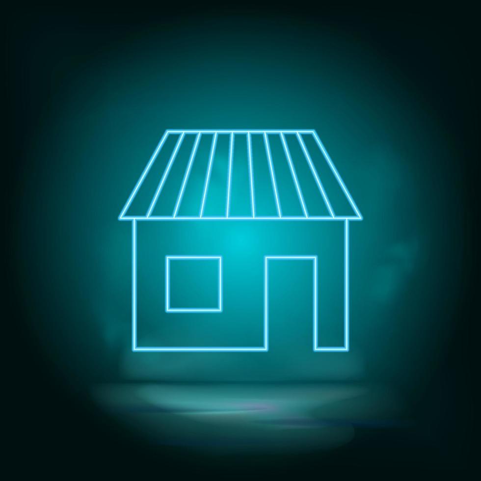 winkel, gebouw neon blauw. blauw neon, gebouw vector icoon. vector achtergrond