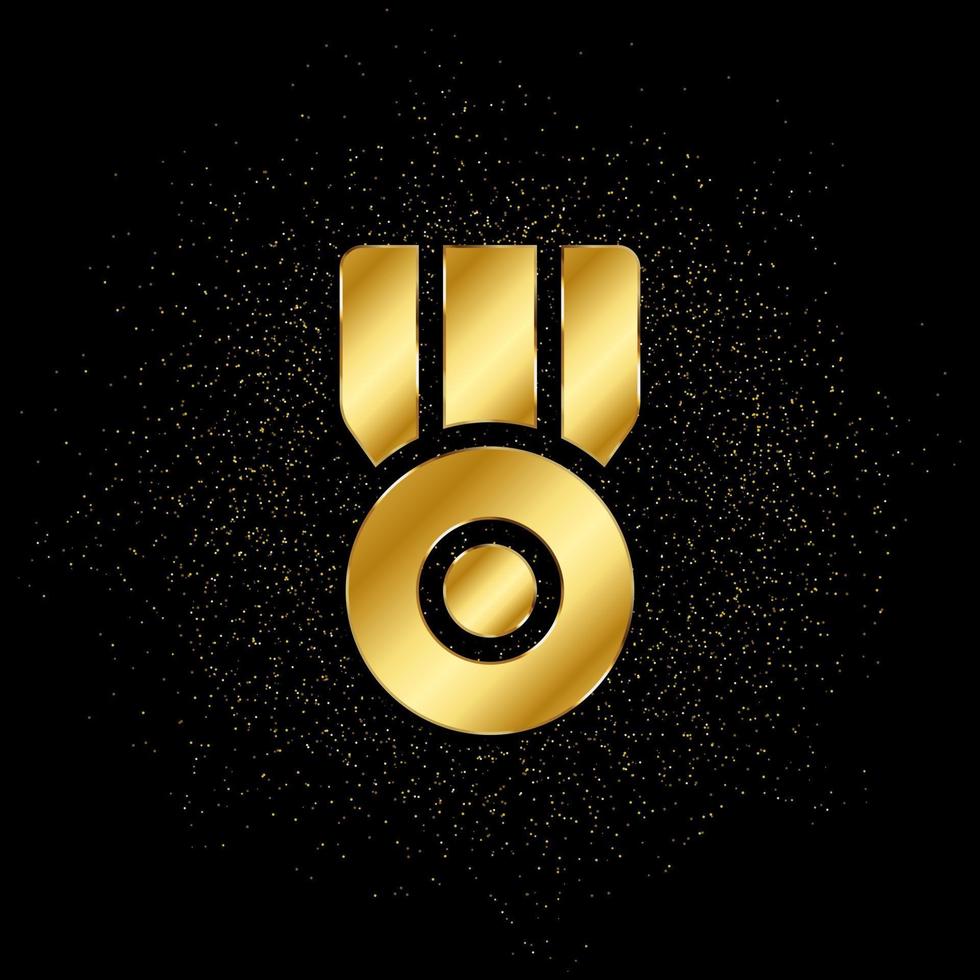 medaille, prijs goud icoon. vector illustratie van gouden deeltje achtergrond. geïsoleerd vector teken symbool - onderwijs icoon zwart achtergrond .