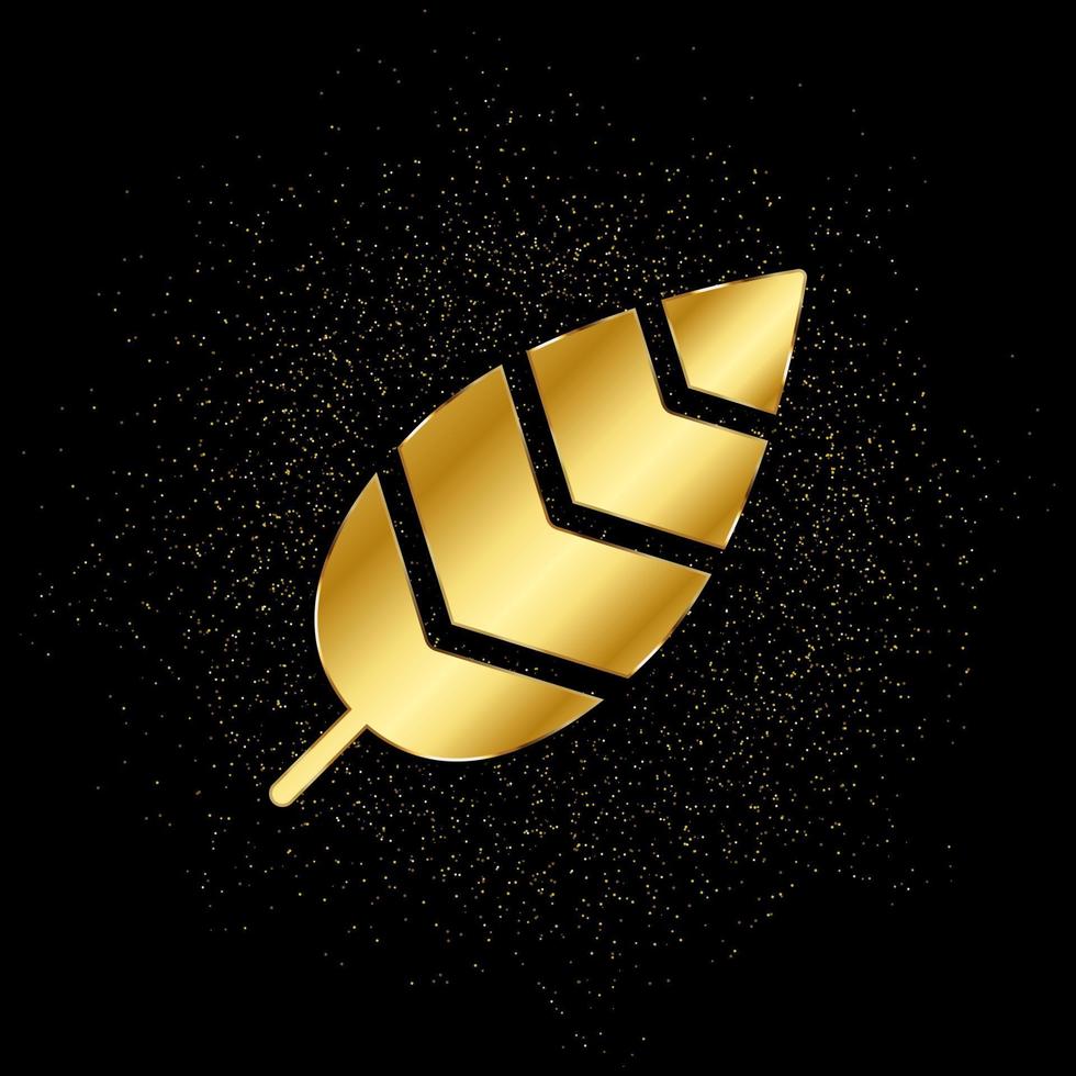 vogel veer goud icoon. vector illustratie van gouden deeltje achtergrond. geïsoleerd vector teken symbool - onderwijs icoon zwart achtergrond .