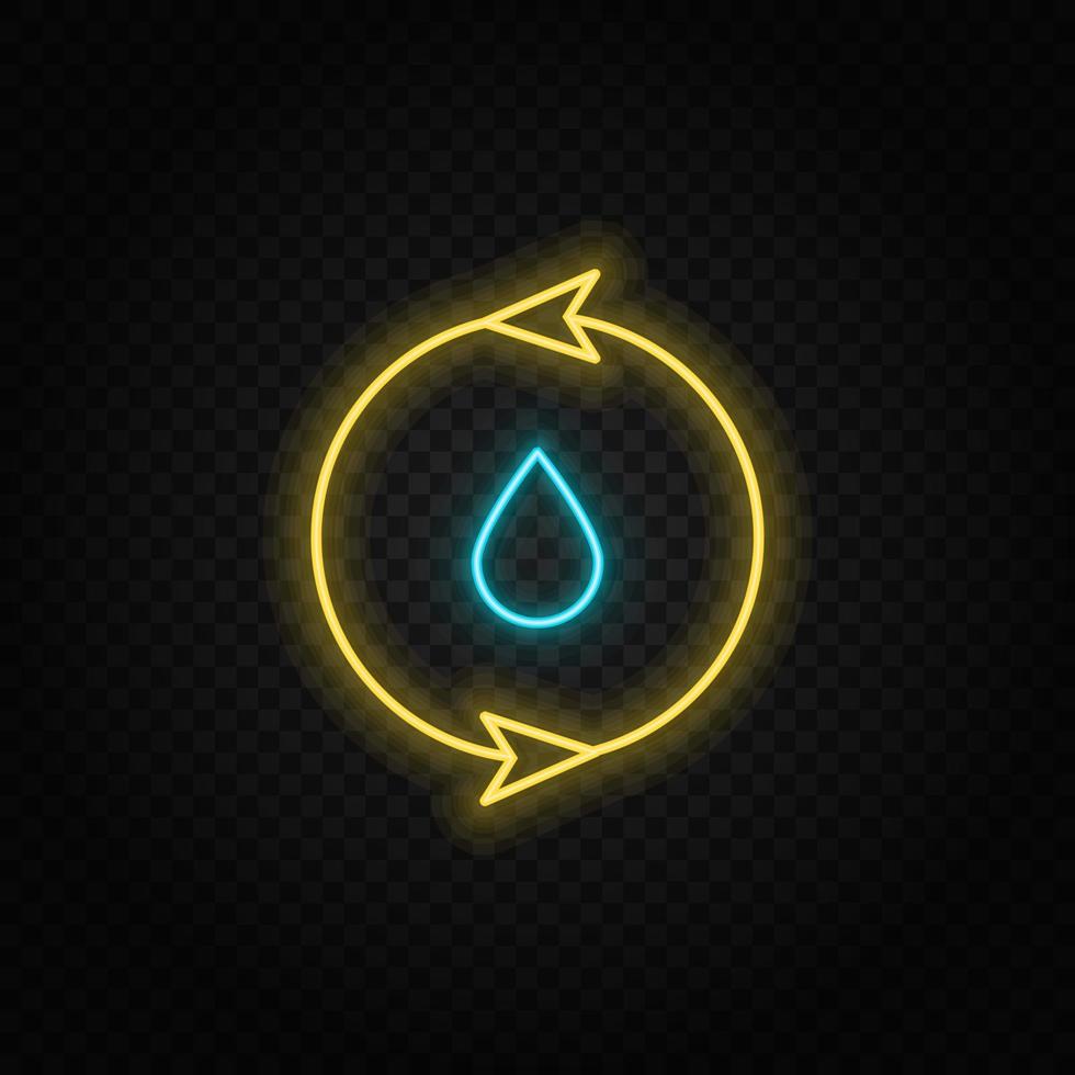 ecologisch, water neon vector icoon. blauw en geel neon vector icoon. vector transparant achtergrond