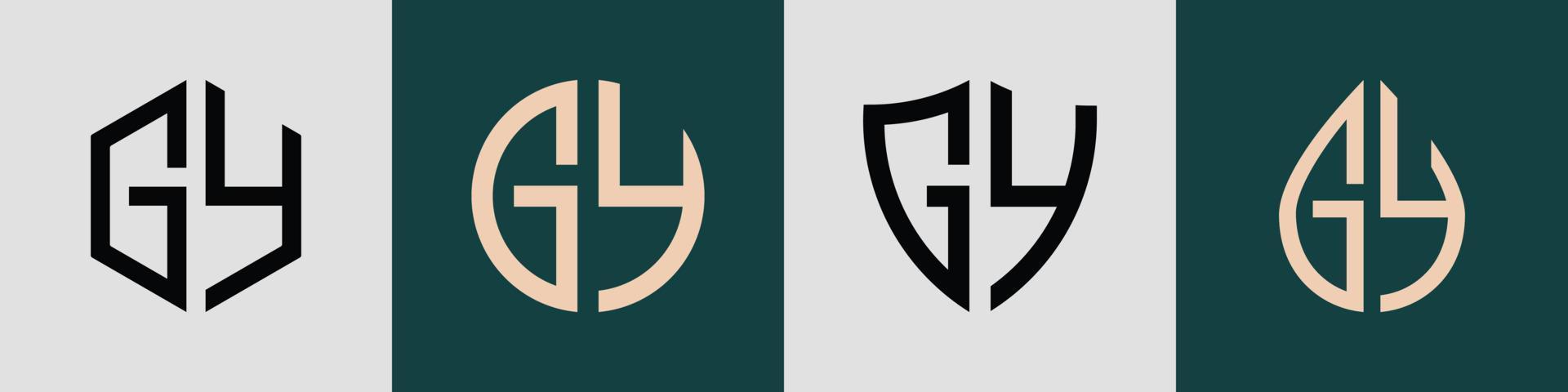 creatief gemakkelijk eerste brieven gy logo ontwerpen bundel. vector