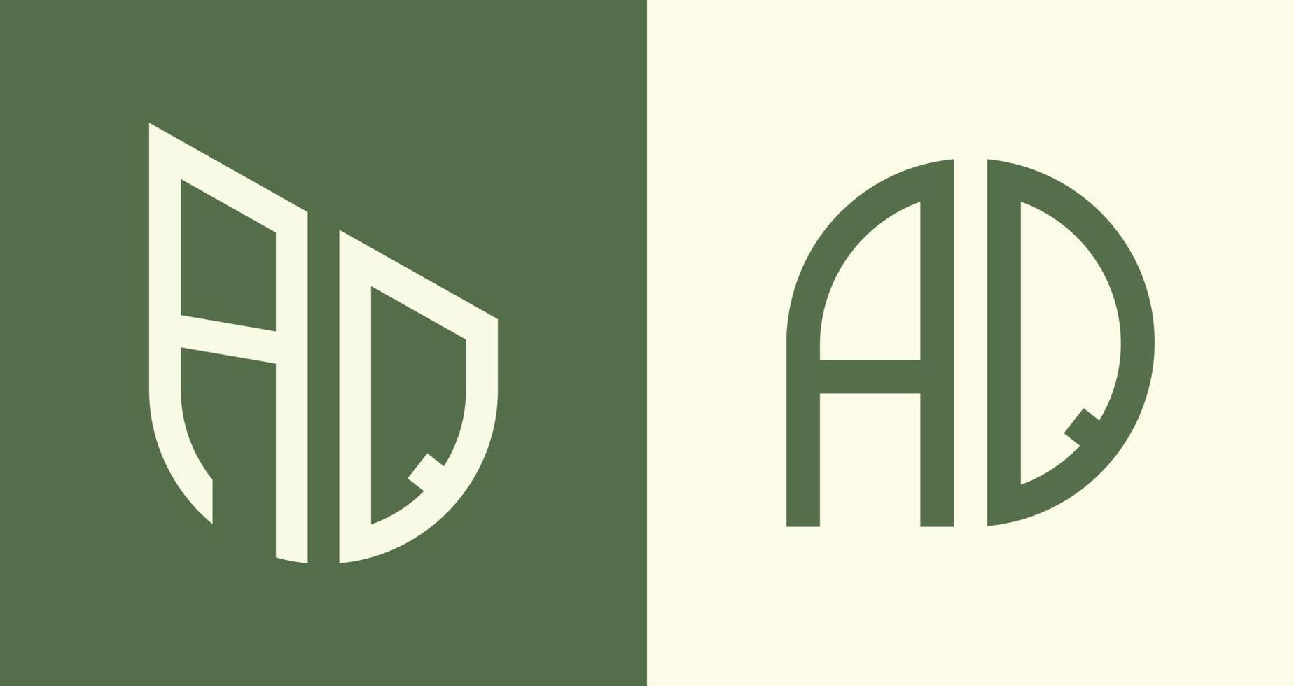 creatieve eenvoudige beginletters aq logo-ontwerpen bundel. vector