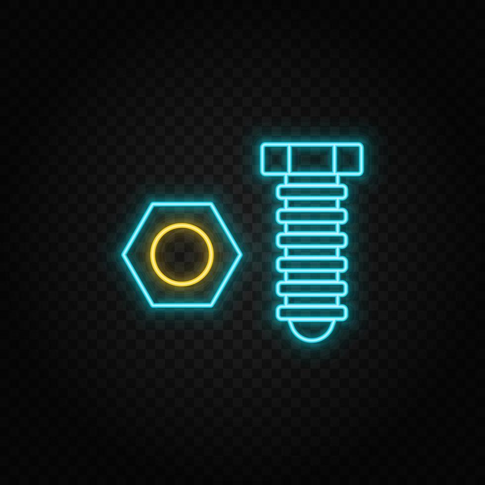 gebouw, bouw, industrie. blauw en geel neon vector icoon. vector transparant achtergrond