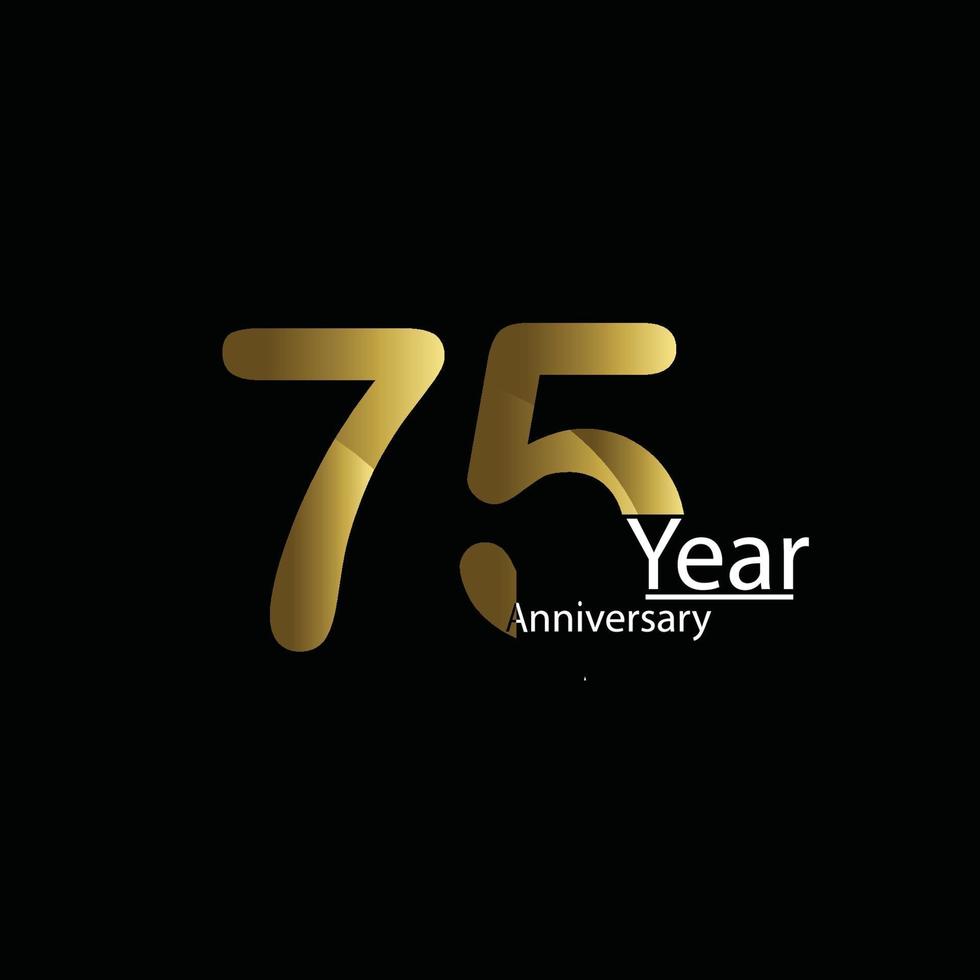 75 jaar verjaardag viering ontwerpsjabloon. gouden ballon met gouden fonkelende confetti. zwarte achtergrond. realistische stijl. vector illustratie.