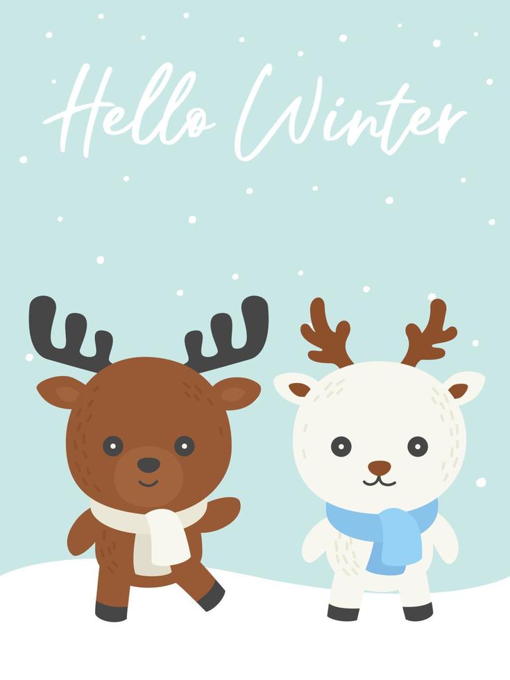 winter dieren tekening met winter thema achtergrond vector