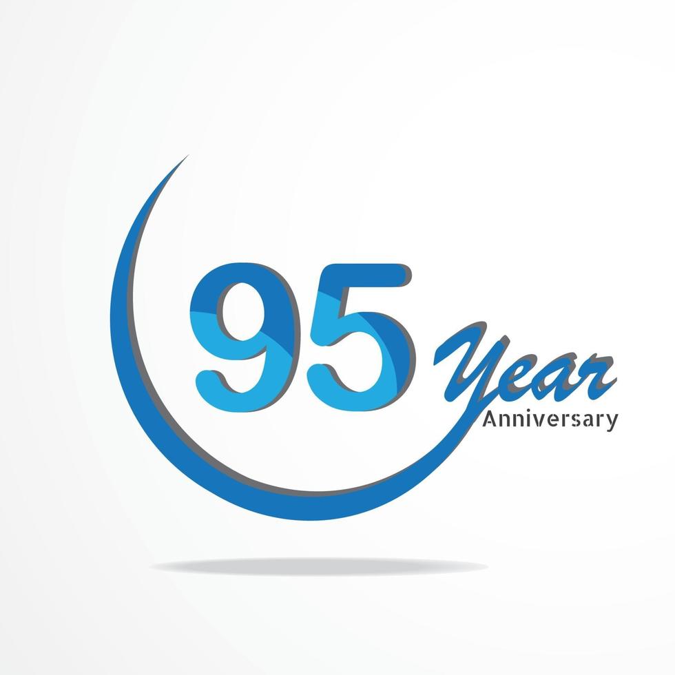 95 jaar verjaardag viering logo type blauw en rood gekleurd, verjaardag logo op witte achtergrond vector