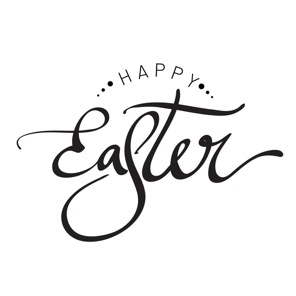 gelukkig Pasen belettering. zwart en wit schoonschrift uitdrukking vector