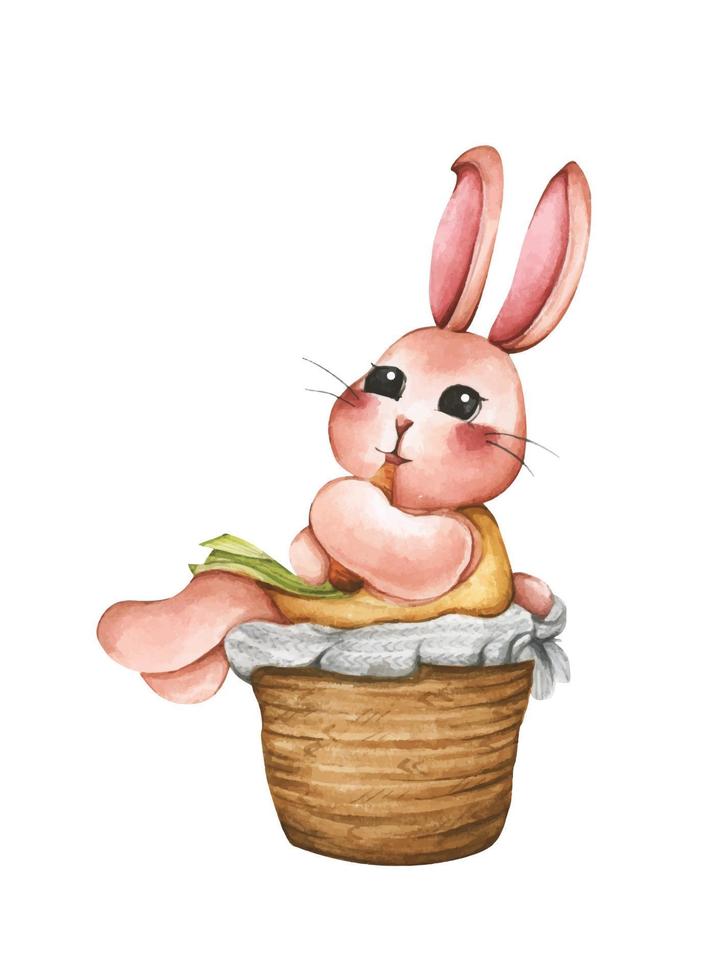 schattig konijn voor voorjaar seizoen. Pasen konijn. waterverf illustratie. konijn tekenfilm. dier dieren in het wild karakter. vector