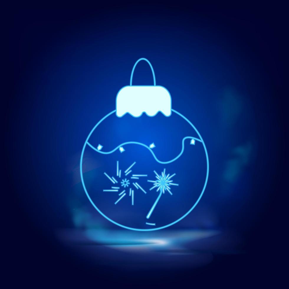 Kerstmis bal rook effect neon icoon. Kerstmis decoratie vector illustratie geïsoleerd Aan blauwe.vector neon icoon illustratie Aan wit achtergrond