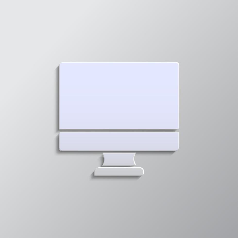monitor, computer papier stijl, iocn. grijs kleur vector achtergrond- papier stijl vector icoon.