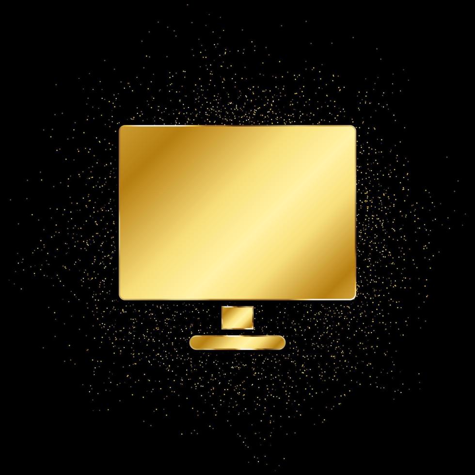 monitor, computer goud icoon. vector illustratie van gouden deeltje achtergrond. geïsoleerd vector teken symbool - onderwijs icoon zwart achtergrond .