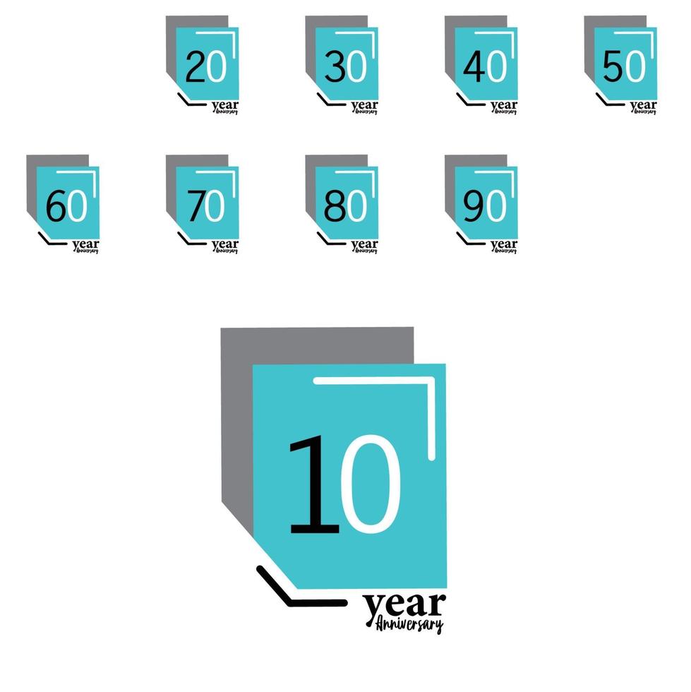 jaar verjaardag vector sjabloonontwerp illustratie blauwe doos elegante witte achtergrond